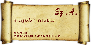 Szajkó Aletta névjegykártya