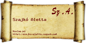 Szajkó Aletta névjegykártya